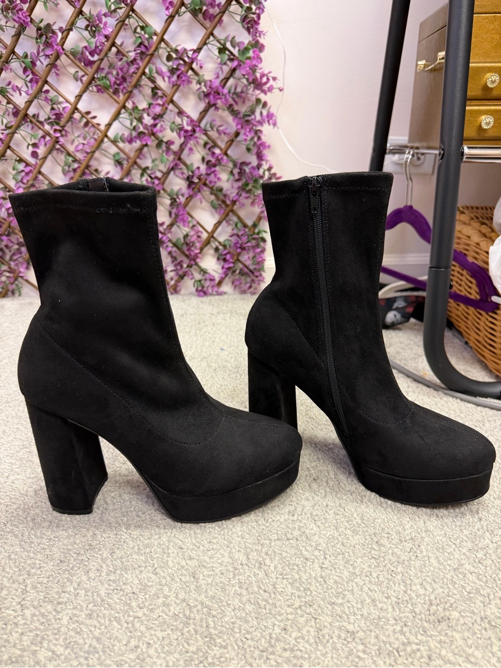 Madden Girl Black Platform Block Heel Ankle Boots